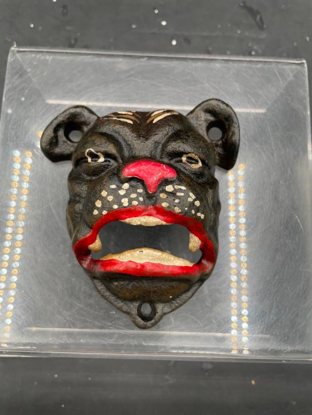 Vintage Cast Iron Bulldog Wall Mount Bottle Opener Man Cave Barware